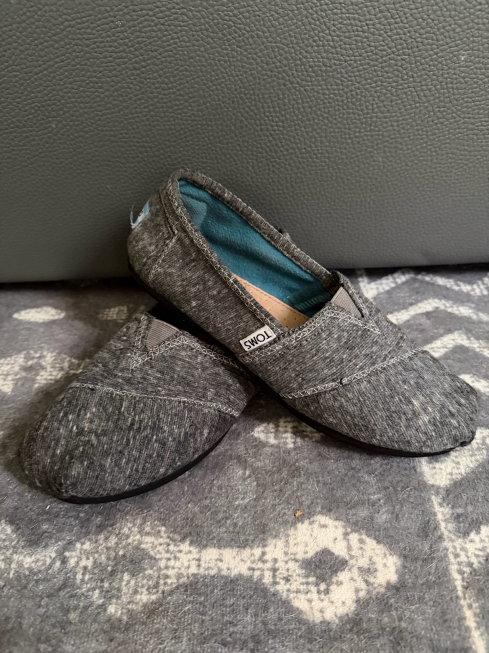 TOMS Women’s Slip-On Loafers in Heather Gray with Teal Interior